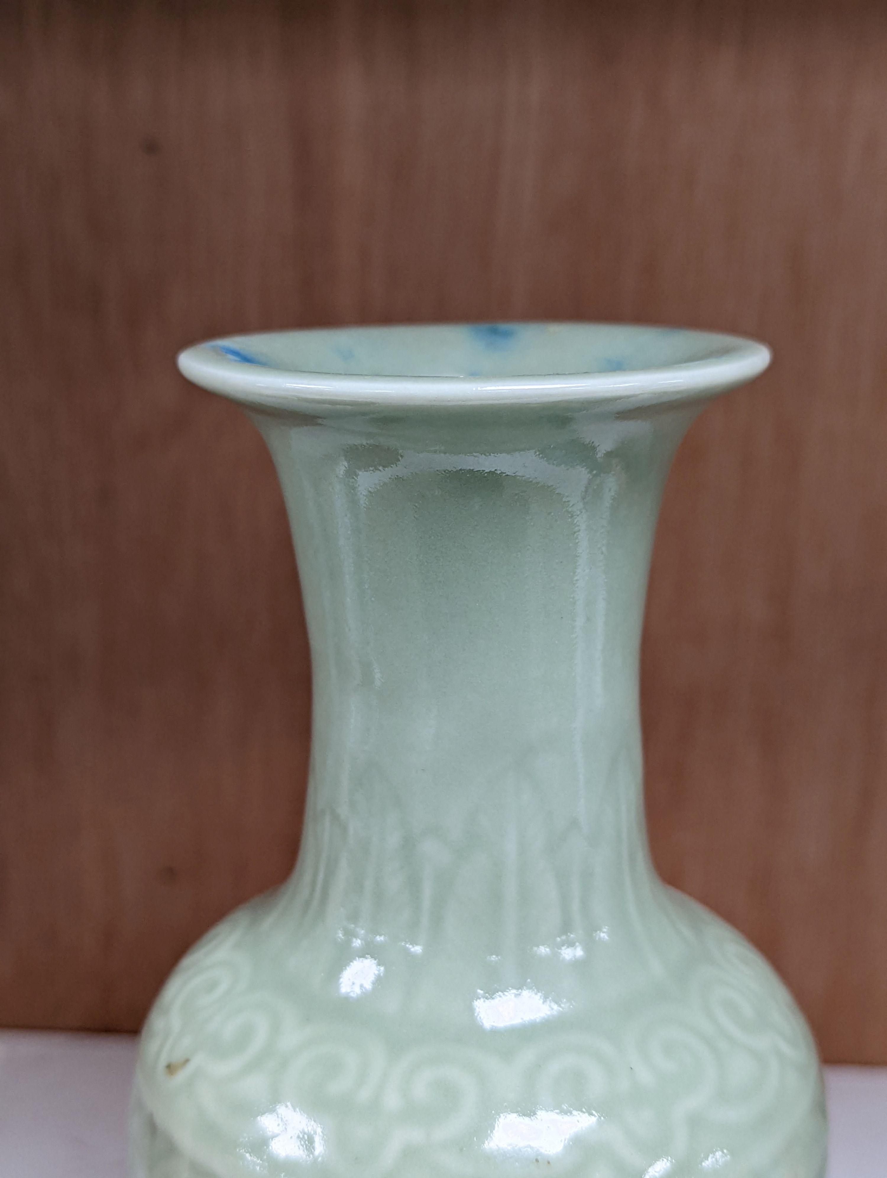Three 19th Chinese monochrome glazed vases, with sang de boeuf, celadon and turquoise crackle glaze, tallest 21 cm